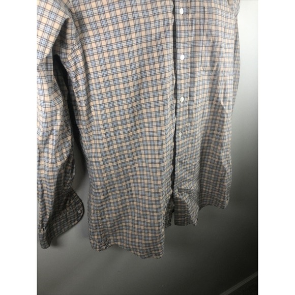 Proper Cloth Men's Button Down Shirt Size Medium Tan And Gray Plaid Cotton L/S - Picture 4 of 15